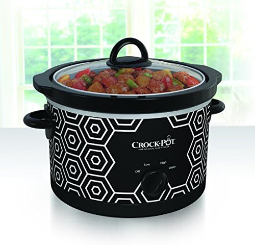 Crock-Pot 4.5 Quart Portable Slow Cooker – Black & White SEUO